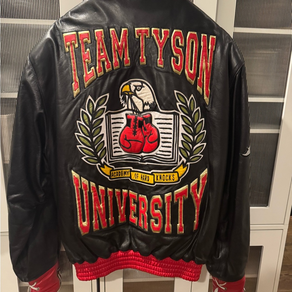 Team Tyson University Leather Jacket - Black and Red